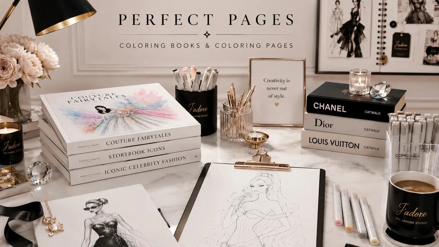 Printable fashion coloring pages — Perfect Pages digital download collection