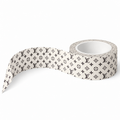 A roll of decorative tape with a black Louis Vuitton monogram pattern on a white background, shown with the tape unrolled slightly on a clean white studio background.