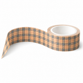 Tan check washi tape roll — heritage-inspired fashion washi tape for planners and journals